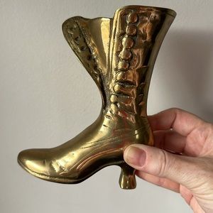 VINTAGE Brass Boot Vase